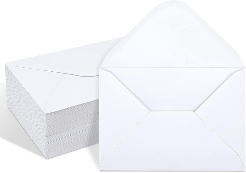 Keketer 100 Pack White 4x6 Envelopes, Contour Flap A4 Envelopes for Engagement Invites, Weddings Invitation, announcements, Baby shower, Perfect for RSVP Card 120gsm, 4.5 x 6.4 Inches - 100% Recycled - Image 1